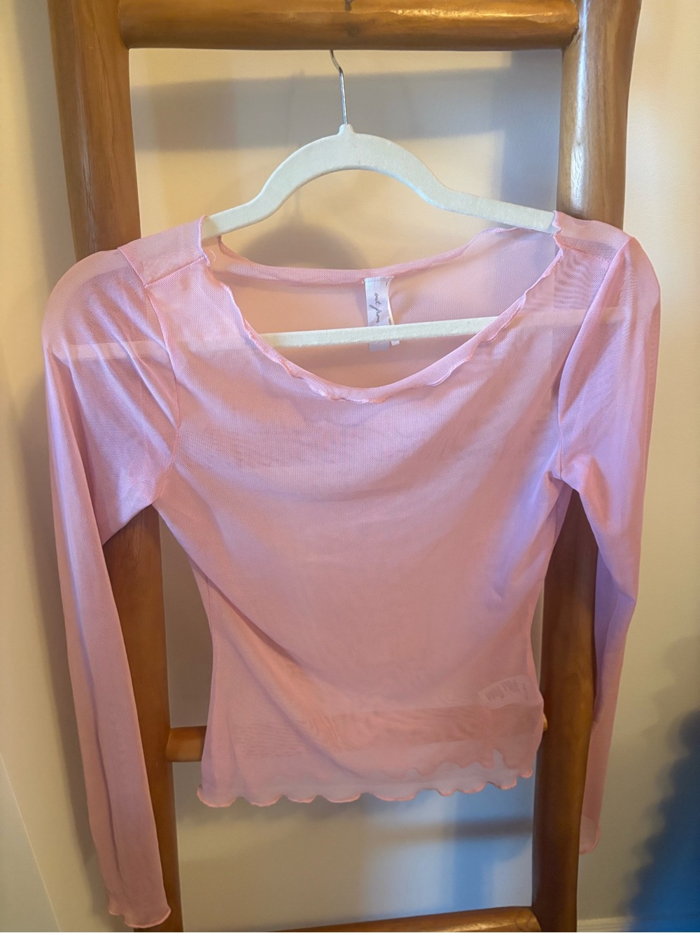 Urban Outfitters Light Pink Sheer Long Sleeve Tee